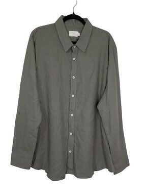 NWT Benny Gold Mens 3XL Basil Green Button-Up Linen Blend Shirt Long Sleeve